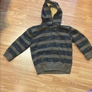 Kids Striped Hoodie - Green and Brown